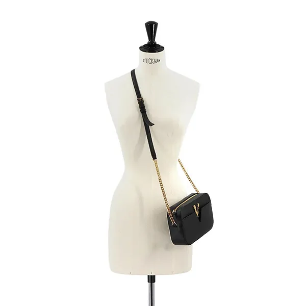 Túi Đeo Vai Nữ Versace Virtus Shoulder Bag Leather Black 1005969 Purse 90268111 Màu Đen
