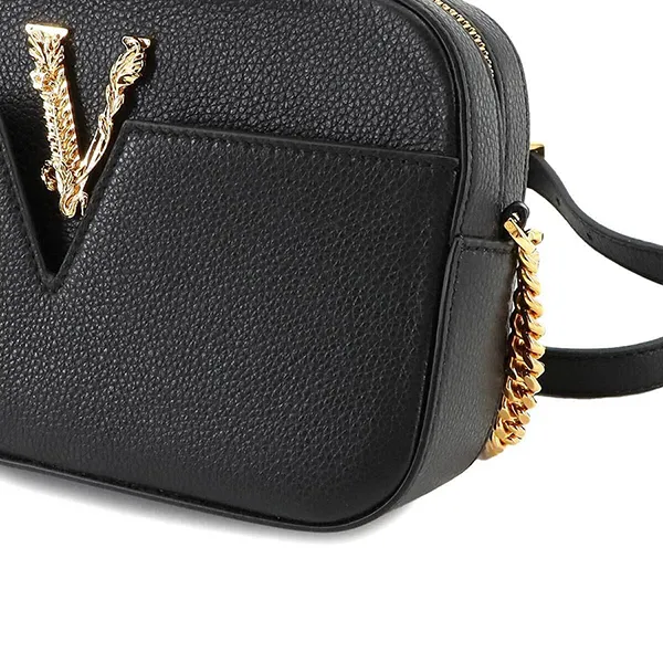 Túi Đeo Vai Nữ Versace Virtus Shoulder Bag Leather Black 1005969 Purse 90268111 Màu Đen