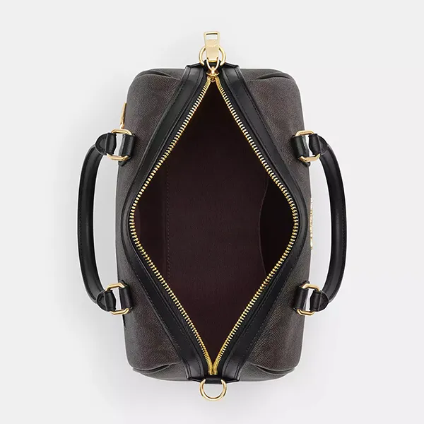 Túi Xách Coach Rowan Satchel In Signature Canvas CV961 Màu Nâu/Đen