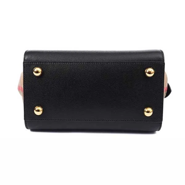 Túi Xách Tay Nữ Burberry Banwell Tote In Black Leather Màu Đen Nâu
