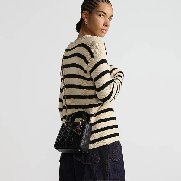 Túi Xách Tay Nữ Dior Mini Lady Dior Bag M0505ONGE_M900 Màu Đen