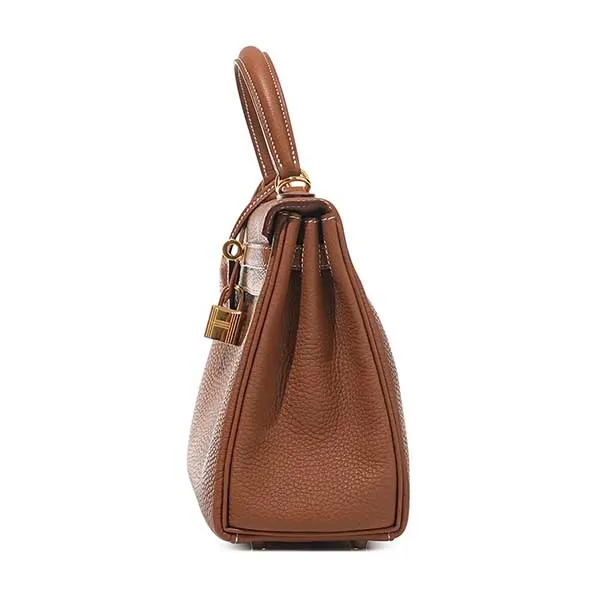 Túi Xách Tay Nữ Hermès Gold Togo Kelly 25 Retourne Gold Hardware Màu Nâu