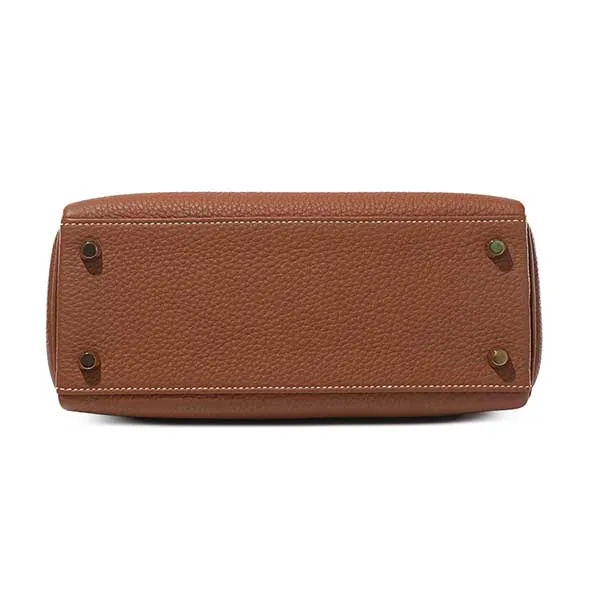 Túi Xách Tay Nữ Hermès Gold Togo Kelly 25 Retourne Gold Hardware Màu Nâu