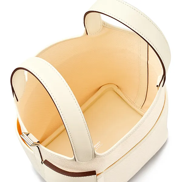 Túi Xách Tay Nữ Hermès Nata Swift Toile Goeland Cargo Picotin Lock 18 Màu Kem
