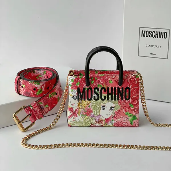 Túi Xách Tay Nữ Moschino Animé Print Marie Antoinette Leather Bag Phối Màu - Túi xách - Vua Hàng Hiệu