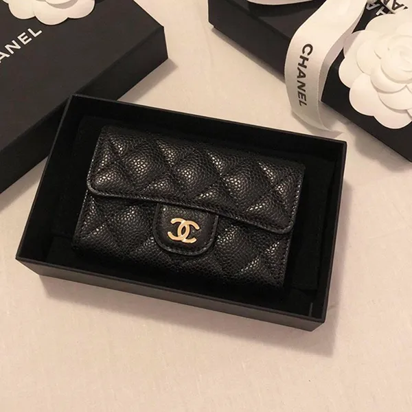 Ví Đựng Thẻ Nữ Chanel Classic Flap Card Holder Caviar Gold Hardware Màu Đen - Túi xách - Vua Hàng Hiệu