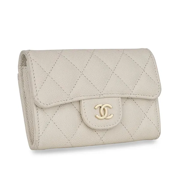 Ví Đựng Thẻ Nữ Chanel Classic Flap Card Holder Caviar Màu Trắng Kem - Túi xách - Vua Hàng Hiệu