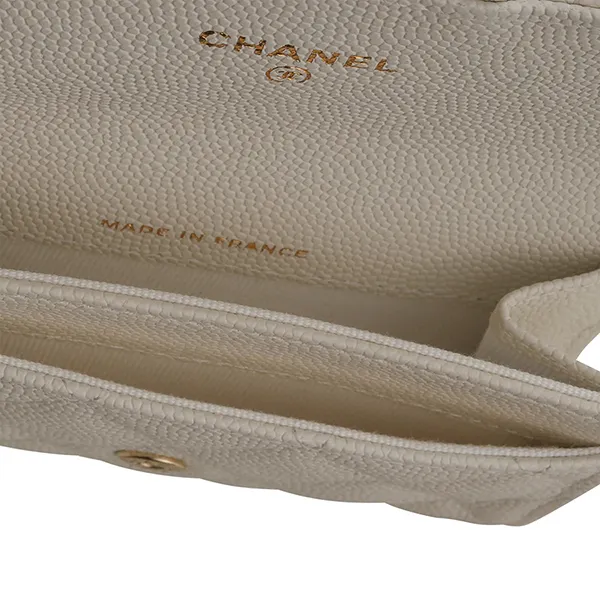 Ví Đựng Thẻ Nữ Chanel Classic Flap Card Holder Caviar Màu Trắng Kem - Túi xách - Vua Hàng Hiệu