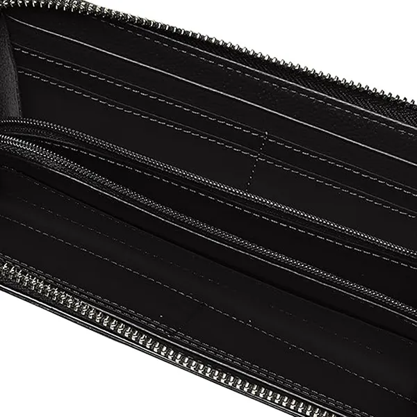 Ví Lacoste Enamel Leather Long Zip Wallet Màu Đen