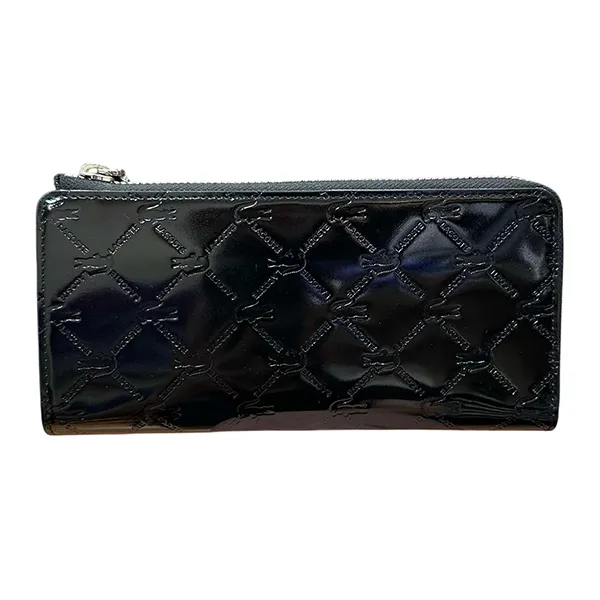 Ví Lacoste Enamel Leather Long Zip Wallet Màu Đen