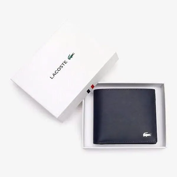 Ví Nam Lacoste Fitzgerald Leather Billfold With ID Card Holder Màu Xanh Navy