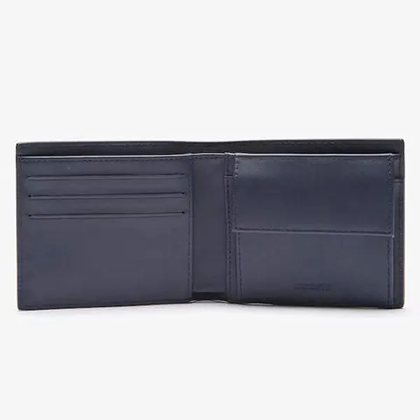 Ví Nam Lacoste Fitzgerald Leather Billfold With ID Card Holder Màu Xanh Navy