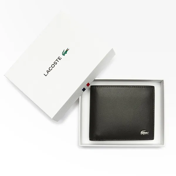 Ví Nam Lacoste Men's Fitzgerald Leather Wallet NH1112FG Màu Đen