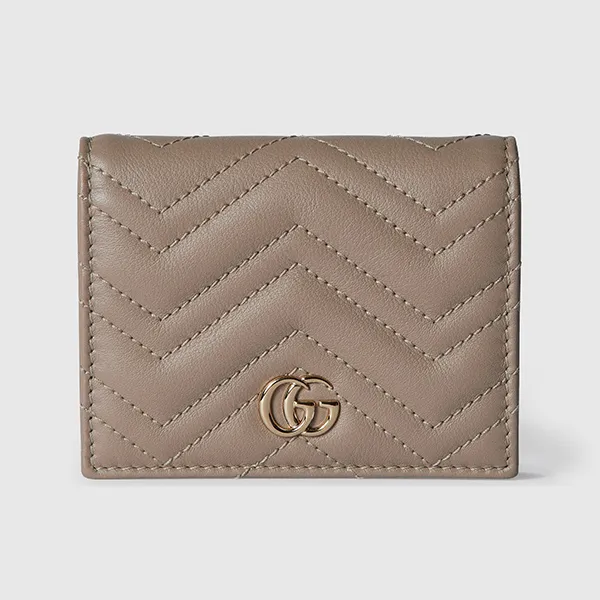 Ví Nữ Gucci GG Marmont Mini Wallet Màu Nâu Cát