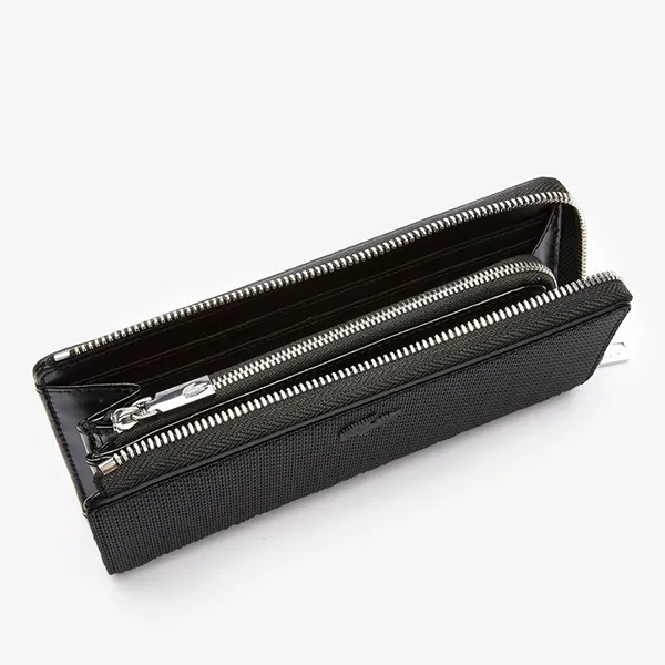 Ví Nữ Lacoste Chantaco Piqué Leather Billfold Wallet NF3580KL Màu Đen