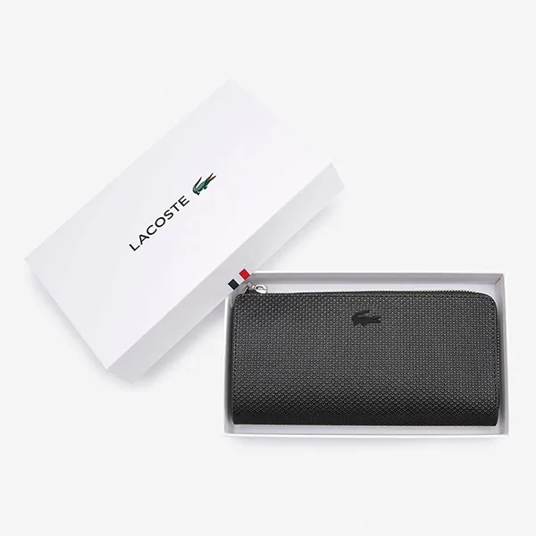 Ví Nữ Lacoste Chantaco Piqué Leather Billfold Wallet NF3580KL Màu Đen
