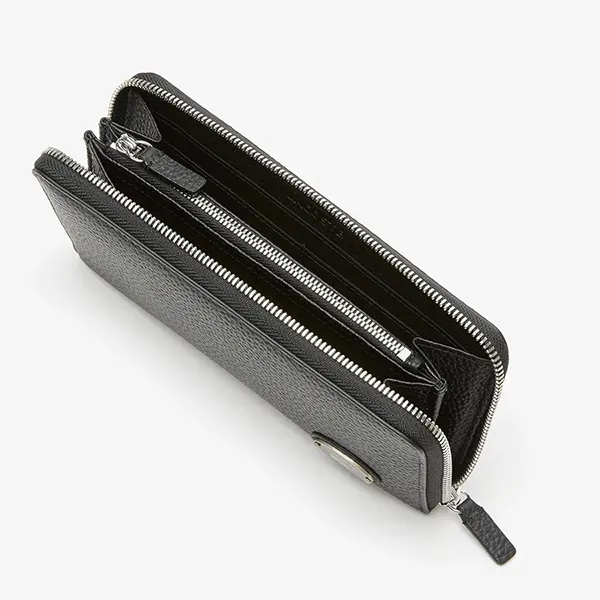 Ví Nữ Lacoste Metal Plate Long Zip Wallet NF3937GZ Màu Đen