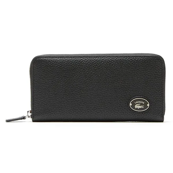 Ví Nữ Lacoste Metal Plate Long Zip Wallet NF3937GZ Màu Đen