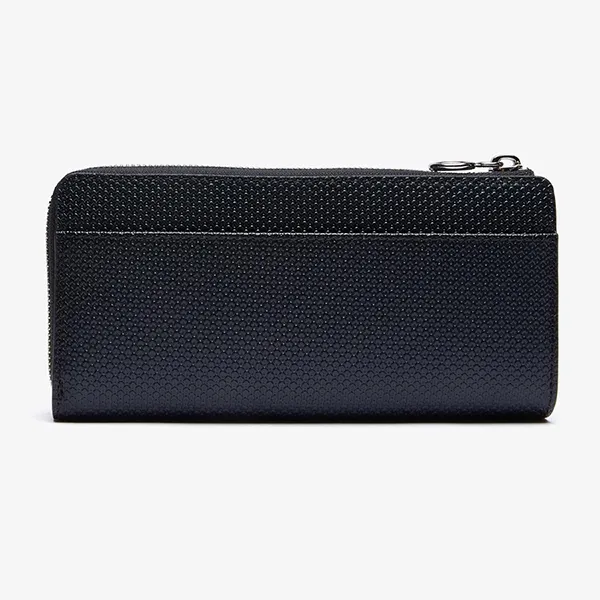 Ví Nữ Lacoste Women's Chantaco Branded Piqué Leather Zip Wallet NF3073AD 144 Màu Đen
