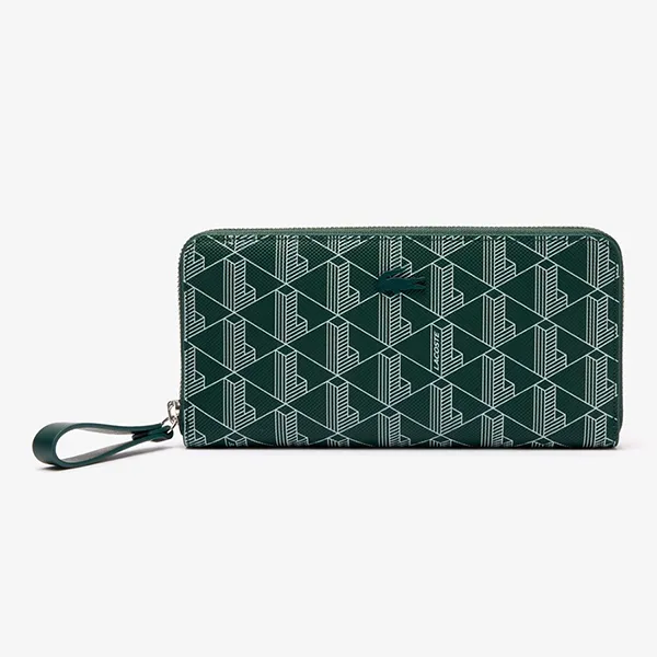 Ví Nữ Lacoste Women's Monogram Print Zip Wallet NF3958 Màu Xanh Lá