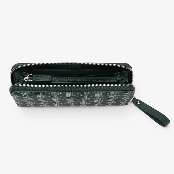 Ví Nữ Lacoste Women's Monogram Print Zip Wallet NF3958 Màu Xanh Lá