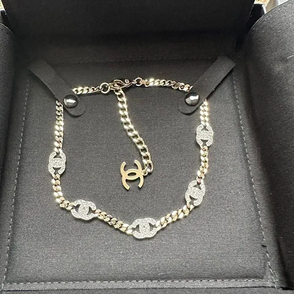 Vòng Cổ Nữ Chanel CC Chocker Màu Vàng