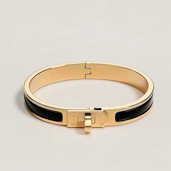 Vòng Đeo Tay Nữ Hermès Mini Clic Kelly Bracelet H200004FV01PM Màu Đen Vàng