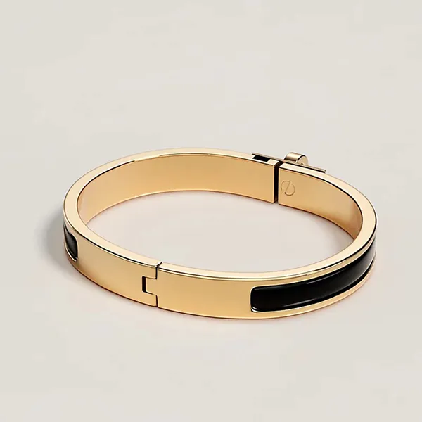 Vòng Đeo Tay Nữ Hermès Mini Clic Kelly Bracelet H200004FV01PM Màu Đen Vàng