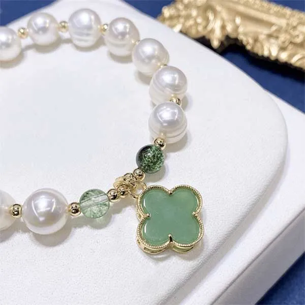 Vòng Đeo Tay Nữ Kya Jewel Lucky Leaf JB18 Màu Trắng - Xanh - Trang sức - Vua Hàng Hiệu