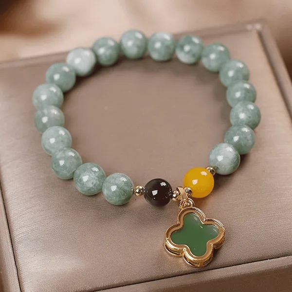 Vòng Đeo Tay Nữ Kya Jewel Ngọc Bích Blessing Clover NAB18 Màu Xanh - Trang sức - Vua Hàng Hiệu