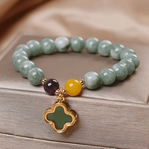 Vòng Đeo Tay Nữ Kya Jewel Ngọc Bích Blessing Clover NAB18 Màu Xanh - Trang sức - Vua Hàng Hiệu