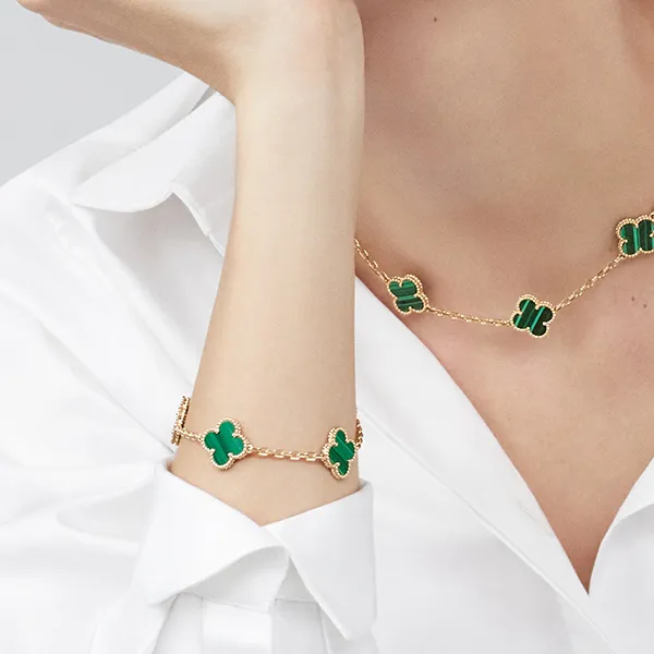 Vòng Đeo Tay Nữ Van Cleef & Arpels Vintage Alhambra Bracelet 5 Motifs Màu Vàng Xanh Lá - Trang sức - Vua Hàng Hiệu