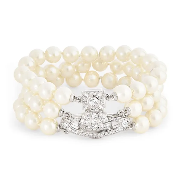 Vòng Đeo Tay Nữ Viviene Westwood Graziella Orb Bracelet Màu Trắng