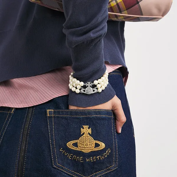 Vòng Đeo Tay Nữ Viviene Westwood Graziella Orb Bracelet Màu Trắng