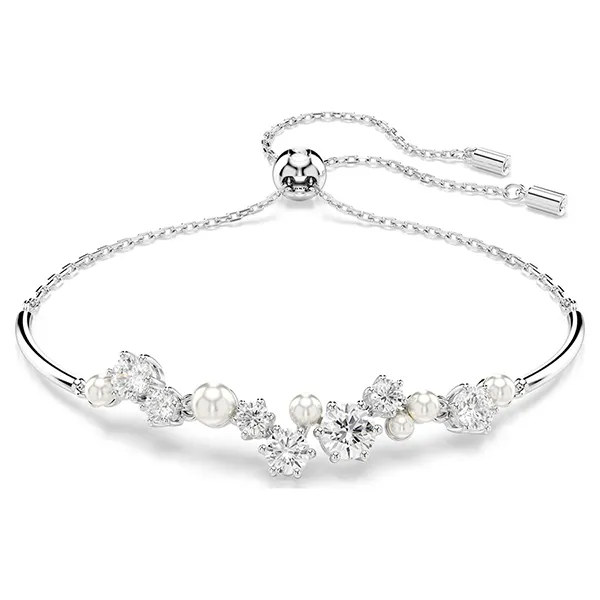 Vòng Đeo Tay Swarovski Constella Bangle Crystal Pearl, Round Cuts, White, Rhodium Plated 5705618 Màu Bạc - Trang sức - Vua Hàng Hiệu