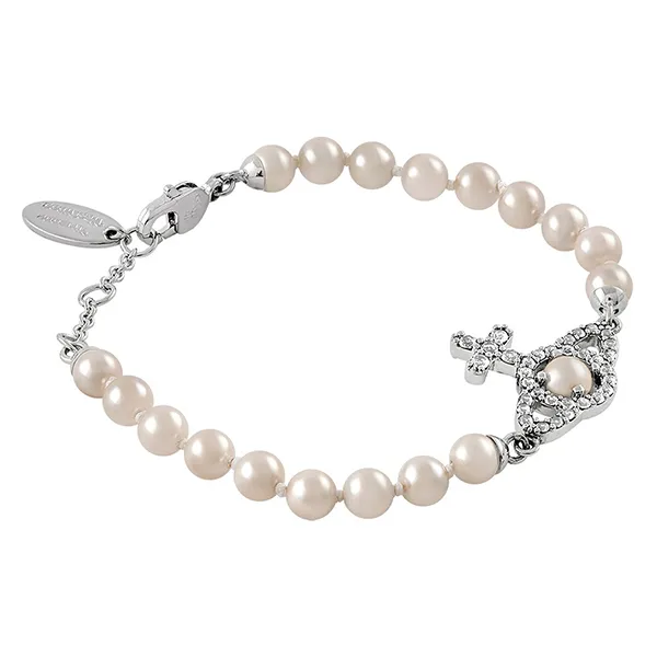 Vòng Đeo Tay Nữ Vivienne Westwood Olympia Pearl Bracelet Màu Bạc