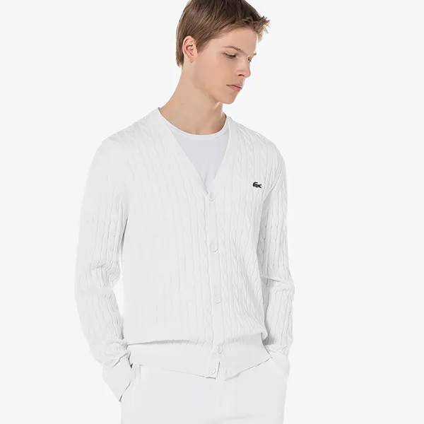 Áo Cardigan Nam Lacoste Men's AH122E-54G Màu Trắng Size S - Thời trang - Vua Hàng Hiệu