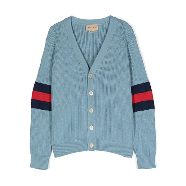 Áo Cardigan Nữ Gucci Kids Rib Cotton 764115XKDRX4711 Màu Xanh Kẻ Size 12Y - Thời trang - Vua Hàng Hiệu
