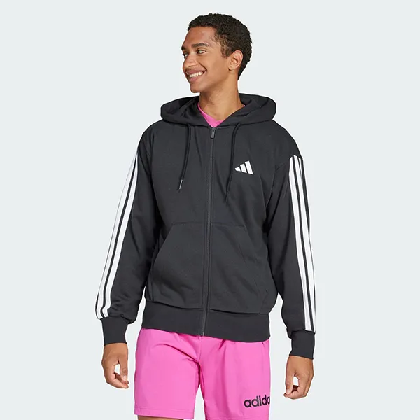 Áo Khoác Nam Adidas Essentials 3-Stripes French Terry Full-Zip Hoodie JD1877 Màu Đen Size M - Thời trang - Vua Hàng Hiệu