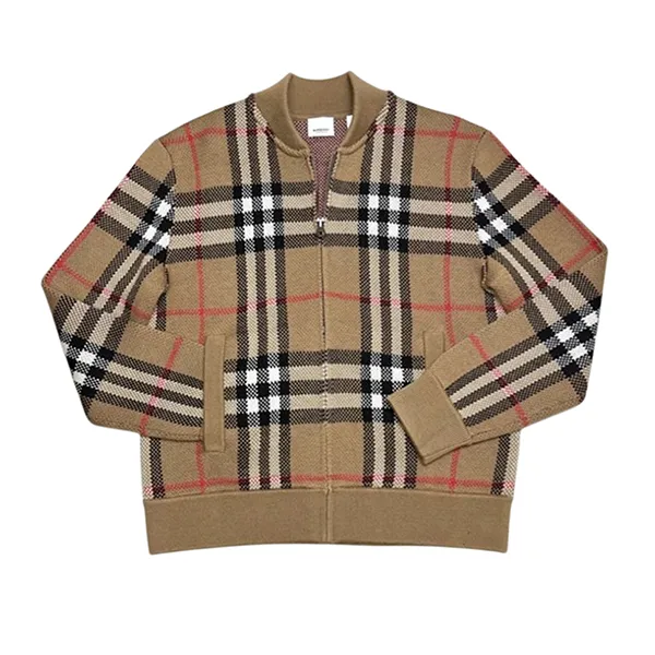 Áo Khoác Nam Burberry Knitt Vintage Check Printed 80911641 Màu Nâu Kẻ Size S - Thời trang - Vua Hàng Hiệu