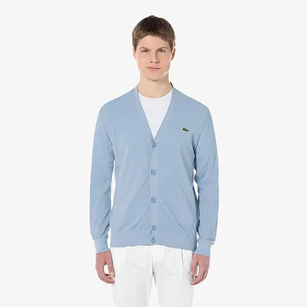 Áo Len Cardigan Nam Lacoste Lecture Pique Solid Cardigan AH203E 54G HBP Màu Xanh Nhạt Size S - Thời trang - Vua Hàng Hiệu