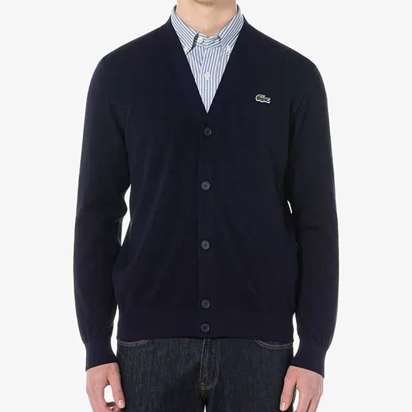 Áo Len Cardigan Nam Lacoste Men's Lecture Pique Solid Cardigan AH203E 54G 166 Màu Xanh Navy Size S - Thời trang - Vua Hàng Hiệu