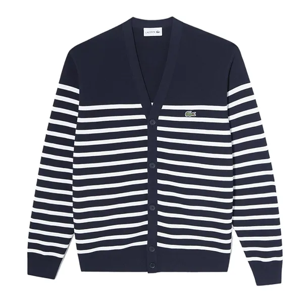 Áo Len Cardigan Nam Lacoste Men's Marine Stripe Cardigan AH124E 54G IXQ Màu Xanh Trắng Size S - Thời trang - Vua Hàng Hiệu