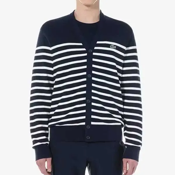 Áo Len Cardigan Nam Lacoste Men's Marine Stripe Cardigan AH124E 54G IXQ Màu Xanh Trắng Size S - Thời trang - Vua Hàng Hiệu