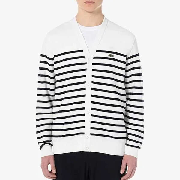 Áo Len Cardigan Nam Lacoste Ringslings Marine Stripe AH124E 54G 001 Màu Trắng Size S - Thời trang - Vua Hàng Hiệu