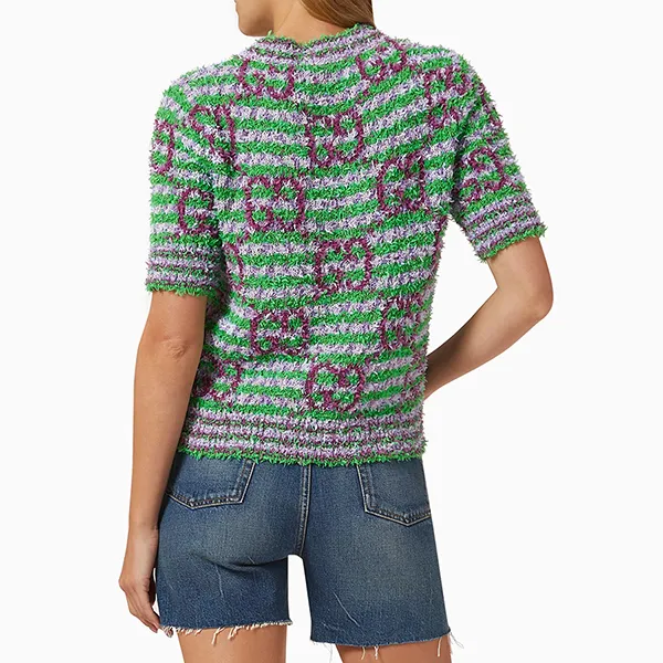 Áo Len Nữ Gucci Maxi GG Sweater In Cotton Short Sleeves Màu Xanh Lá Size XS - Thời trang - Vua Hàng Hiệu
