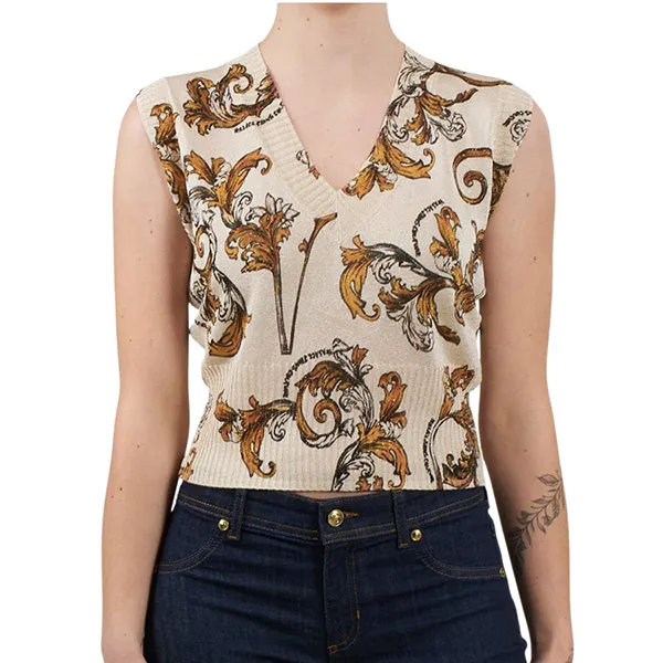 Áo Len Nữ Versace Jean Conture 78HAFM06 CMN45 G89 Màu Nâu Kem Size S - Thời trang - Vua Hàng Hiệu