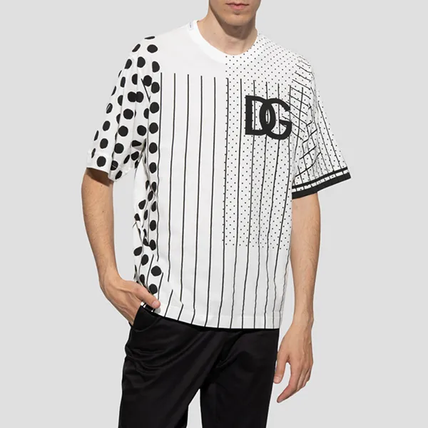 Áo Phông Nam Dolce & Gabbana D&G White Patterned Brogue Details G8NC5T G7C9O S9000 Tshirt Màu Trắng Đen Size 46 - Thời trang - Vua Hàng Hiệu