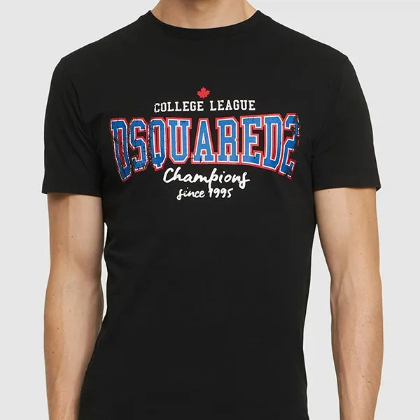 Áo Phông Nam Dsquared2 Printed Cotton Jersey Tshirt Màu Đen Size S - Thời trang - Vua Hàng Hiệu