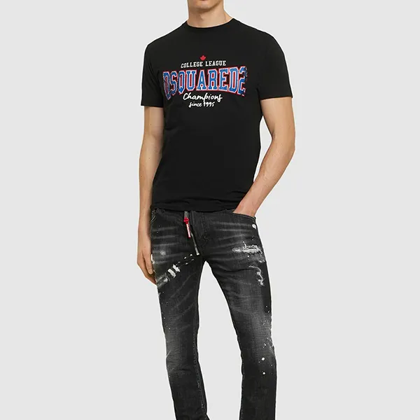 Áo Phông Nam Dsquared2 Printed Cotton Jersey Tshirt Màu Đen Size S - Thời trang - Vua Hàng Hiệu
